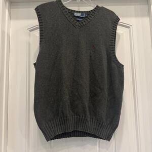 Polo Ralph Lauren Men's V-Neck Vest Gray Wool Blend-Large